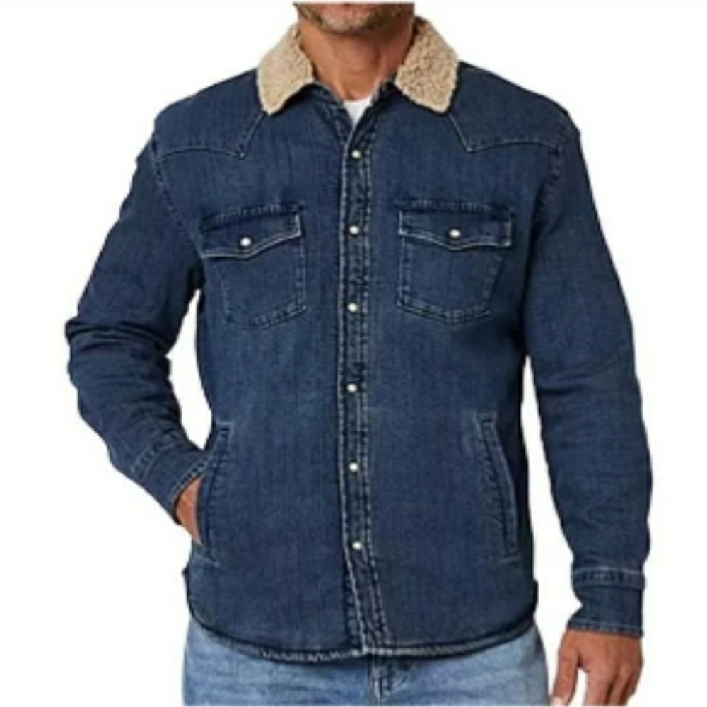 Mutual Weave Men's Western Sherpa Lined Snap Shirt Denim Jacket